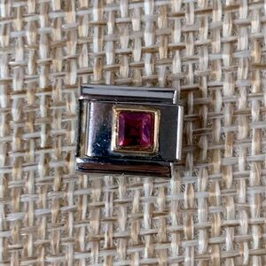 Personal Links Italy Stainleless Steel Pink Birthstone Italian Link Charm